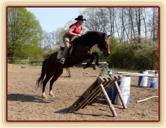 Agáta při jednom s prvních jarních tréninků na jízdárně