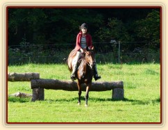 Bára při skokovém tréninku,první skoky přes terénní skoky, začátek října 2011