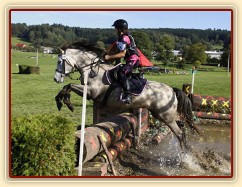 28.9.2014 - Členka našeho klubu, dvanáctiletá Michaela Haderková a její klisna Alpinhorse Midnight Princess, která byla u nás přes rok ve výcviku, získaly 5. místo na MČR pony ve všestrannosti