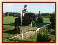 Trénink terénních skoků, seskok přes kládu do jámy