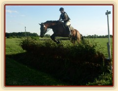 Trénink terénních skoků, skok přes proutěnku s příkopem za ní