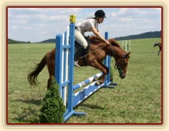 Janek skáče přes překážku při svém pvním parkuru