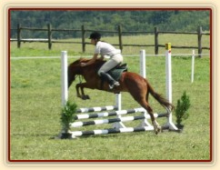 Janek skáče přes překážku při svém pvním parkuru