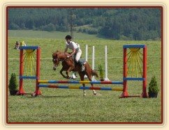 Janek skáče přes překážku při svém pvním parkuru