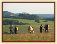 Keisy na vyjížďce se svou majitelkou, okolí Vysokého Újezda
