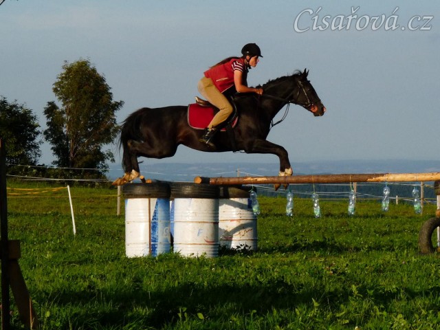 Srpen 2010, skákání na jízdárně v Čeleticích, skoky 115cm vysoké
