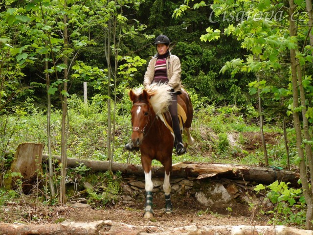 Vikina při "křtění" schodů, seskok prvního schodu