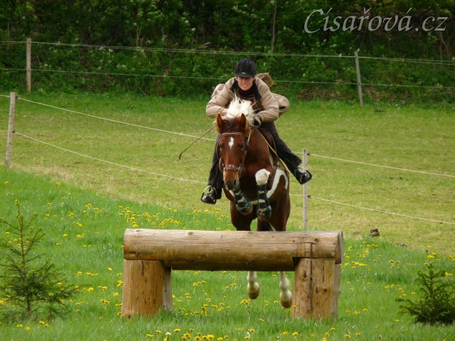 Vikina skáče přes velký oxer, květen 2012