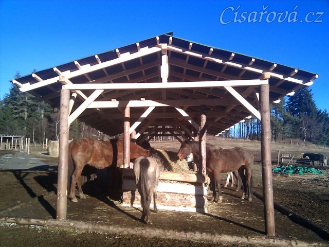 Nový zastřešený krmelec na seno s podlahou