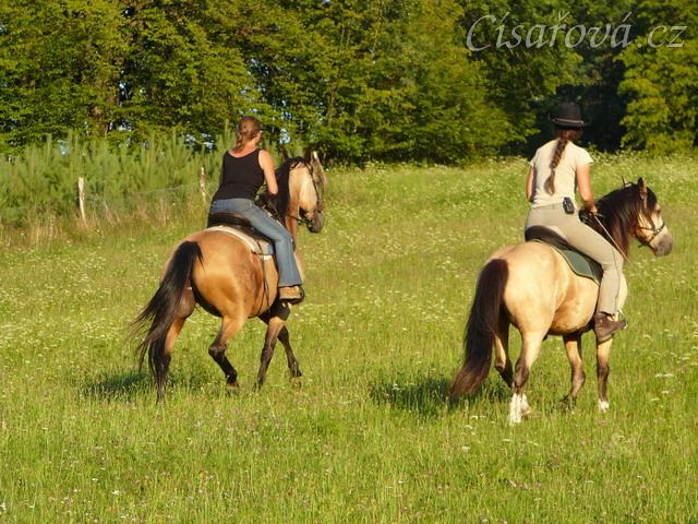 Keisy na vyjížďce se svou majitelkou, a bude se konečně cválat:-)