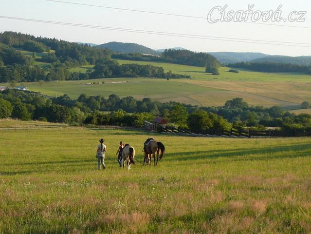 Keisy na vyjížďce se svou majitelkou, okolí Vysokého Újezda